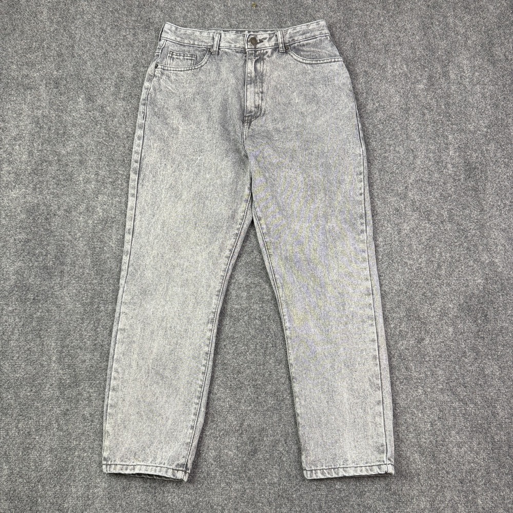 Nasty Gal Jeans Womens Size 10 Gray Acid Wash Straight Leg High Rise Mom Organic